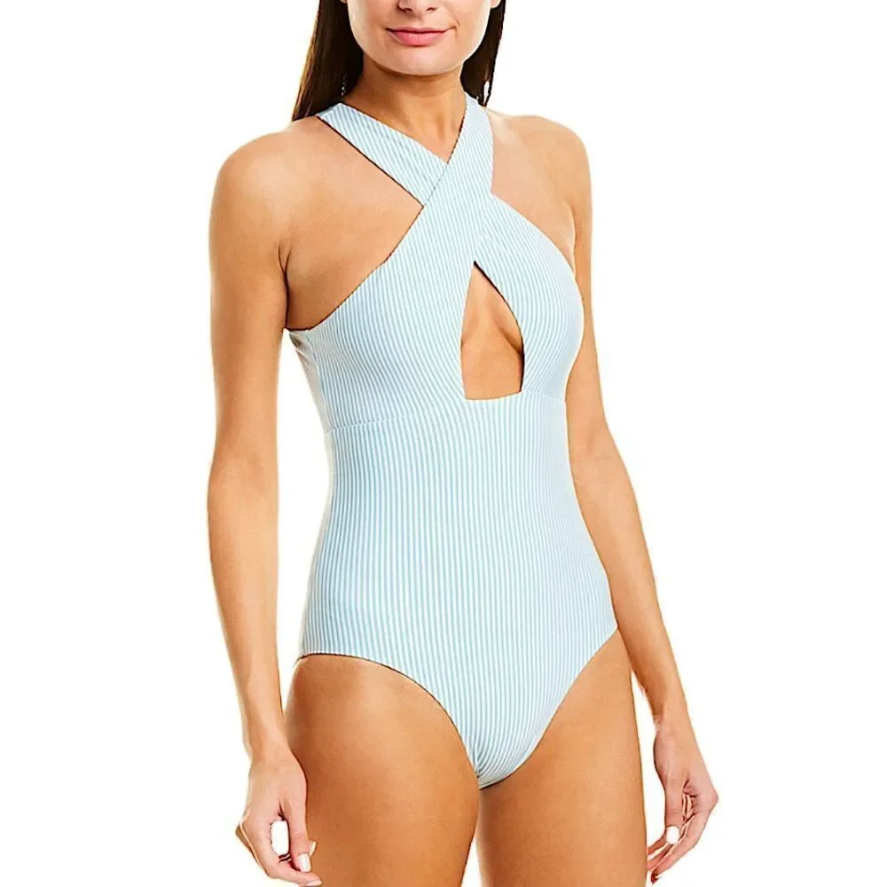 Onia Nicole One-Piece Seersucker Bondi Blue